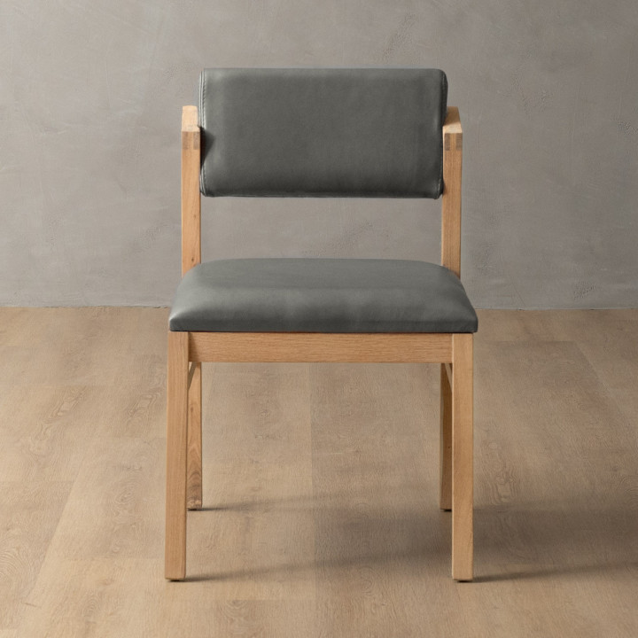 Jozi Leather Dining Chair - Oak - Pepper - 2