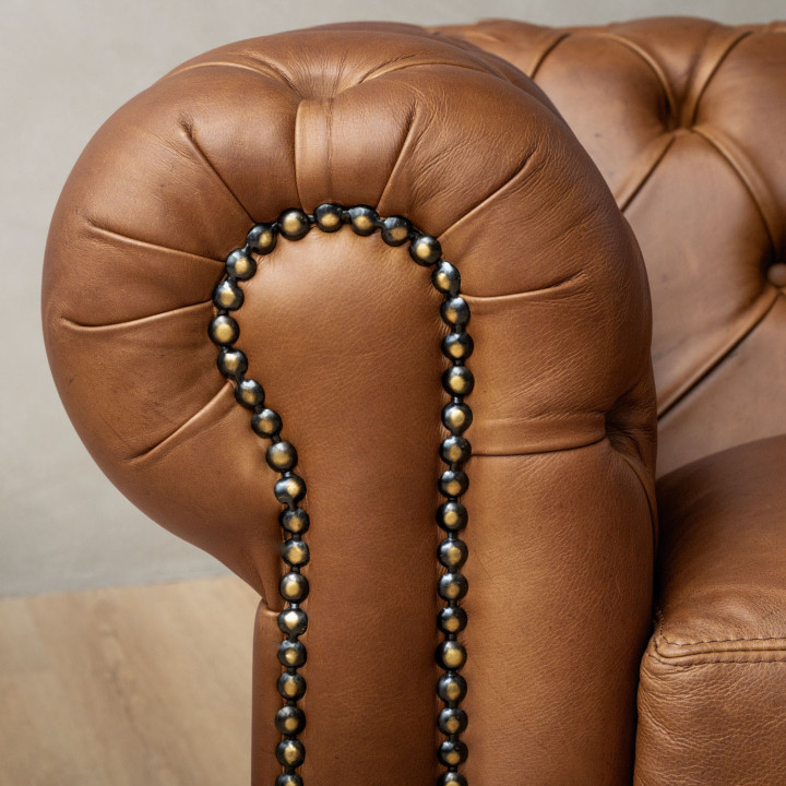 Chesterfield Leather Armchair - Butterscotch - 7