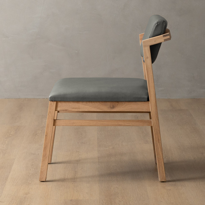 Jozi Leather Dining Chair - Oak - Pepper - 3
