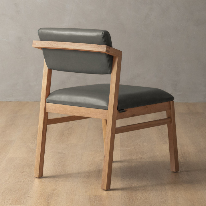 Jozi Leather Dining Chair - Oak - Pepper - 4