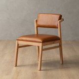Jozi Leather Dining Chair - Oak - Ginger - 1