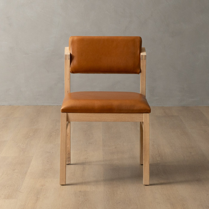 Jozi Leather Dining Chair - Oak - Ginger - 2