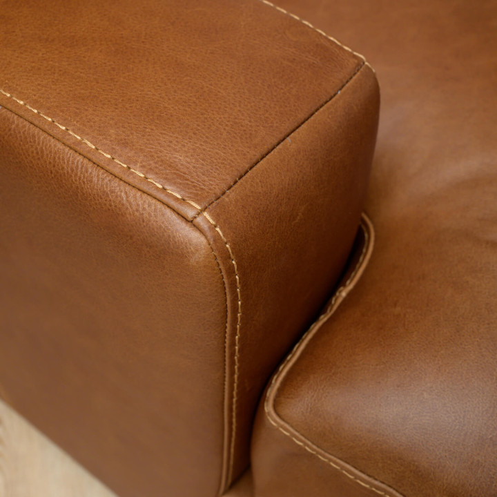 Windermere Large Modular Leather Corner Couch - Cinnamon - 8
