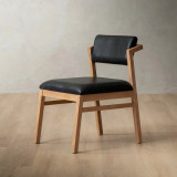 Jozi Leather Dining Chair - Oak - Black - 1