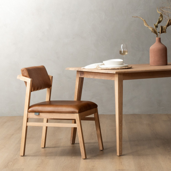 Jozi Leather Dining Chair - Oak - Butterscotch - 2