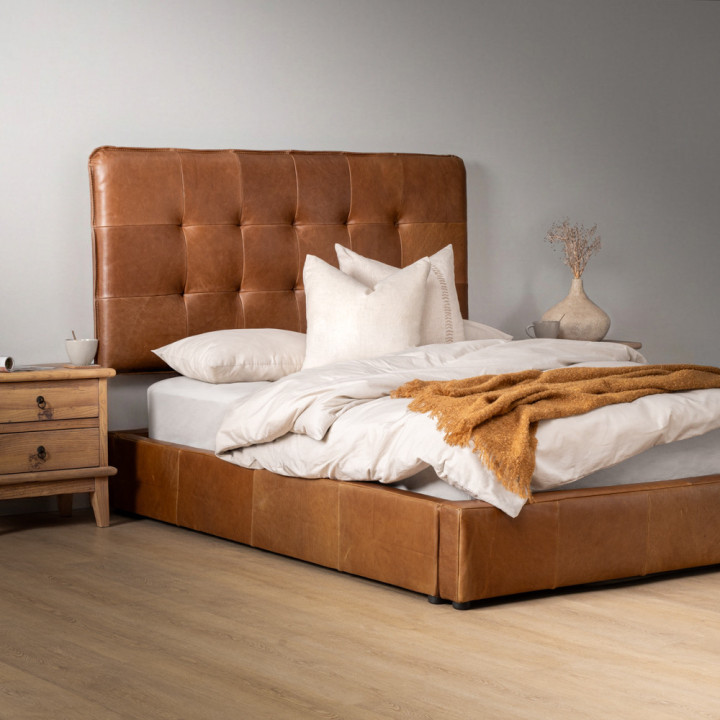 Ravelin Montanelle Leather Bed - Queen - Cinnamon - 3