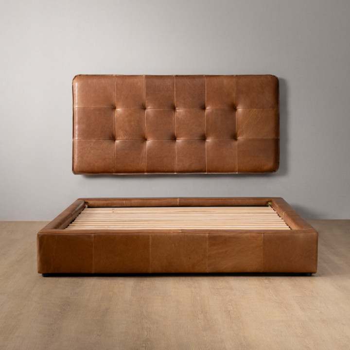 Ravelin Montanelle Leather Bed - King XL- Cinnamon - 8