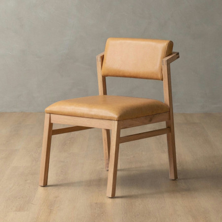 Jozi Leather Dining Chair - Oak - Desert