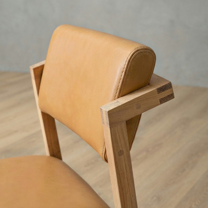 Jozi Leather Dining Chair - Oak - Desert - 3