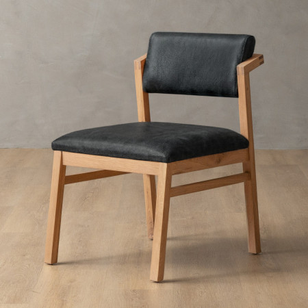 Jozi Leather Dining Chair - Oak - Midnight