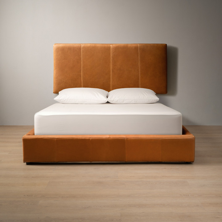 Emberley Montanelle Leather Bed - King XL - Tan - 1