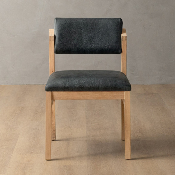Jozi Leather Dining Chair - Oak - Midnight - 2