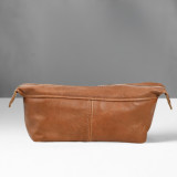 Unisex Leather Toiletry Bag - Ginger - 1