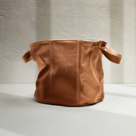 LARGE Leather Planter/Storage Baskets - Ginger