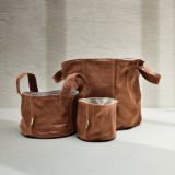 LARGE Leather Planter/Storage Baskets - Ginger - 3