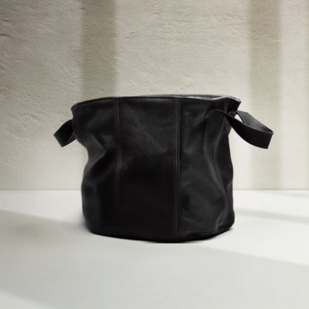 LARGE Leather Planter/Storage Baskets - Black