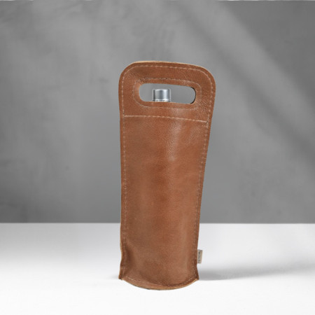 Single Leather Wine Bag - Single - Ginger