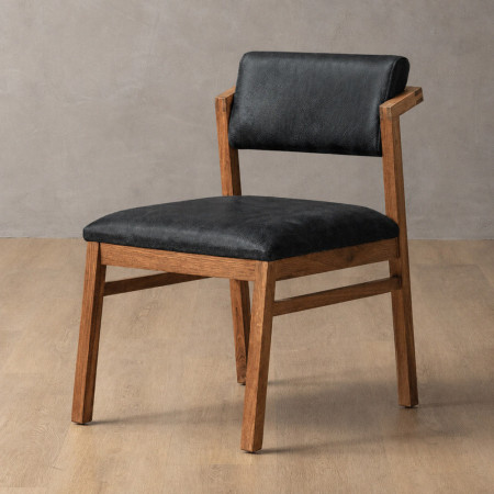 Jozi Leather Dining Chair - Blackwood - Midnight