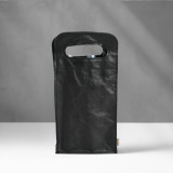 Double Leather Wine Bag - Black - 1