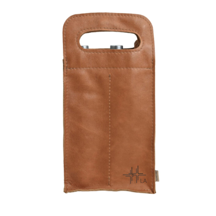 Double Leather Wine Bag - Caramel - 5