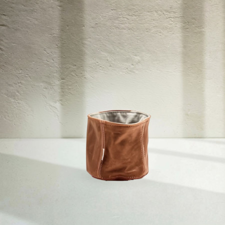 SMALL Leather Planter/Storage Baskets - Butterscotch - 1