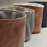 SMALL Leather Planter/Storage Baskets - Pepper - 4