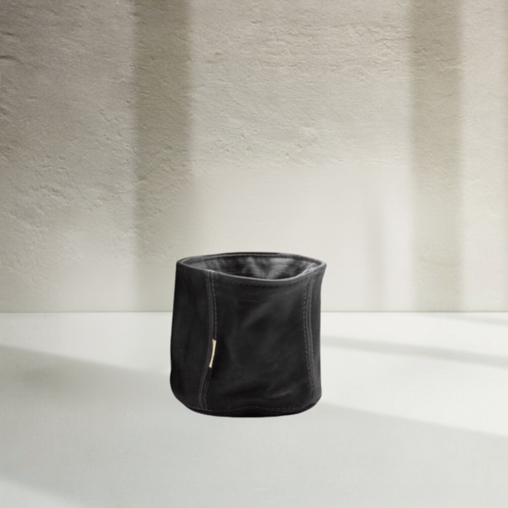 SMALL Leather Planter/Storage Baskets - Black - 1