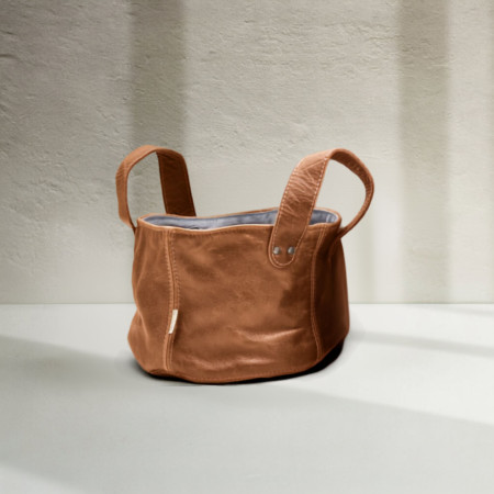 MEDIUM Leather Planter/Storage Baskets - Ginger - 1