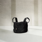 MEDIUM Leather Planter/Storage Baskets - Black - 1
