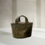MEDIUM Leather Planter/Storage Baskets - Sage - 1