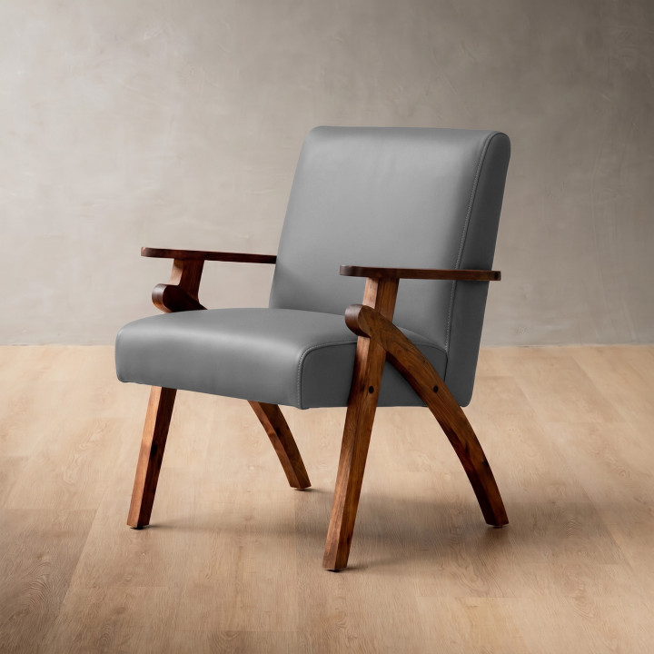 Gariep Leather Armchair - Blackwood - Pepper - 1