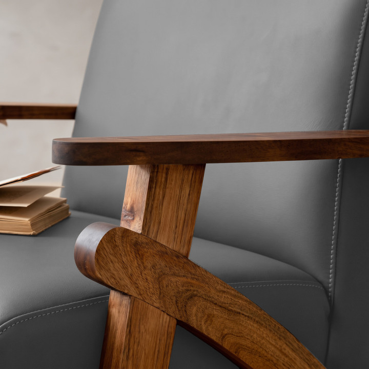 Gariep Leather Armchair - Blackwood - Pepper - 4