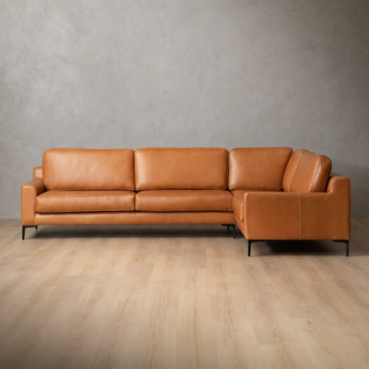 Tulbagh Leather Corner Couch Right - Ginger - 5