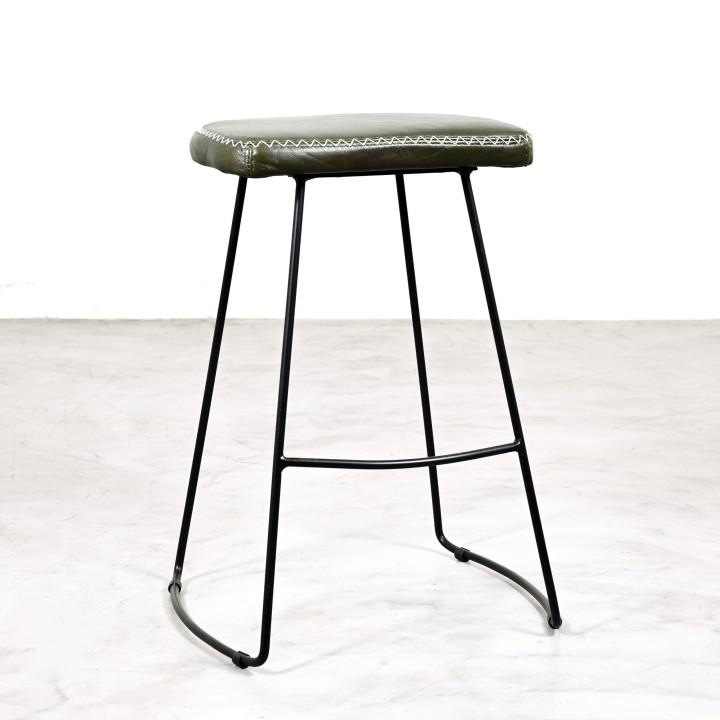 Sahara Tall Leather Bar Stool - Olive - 1