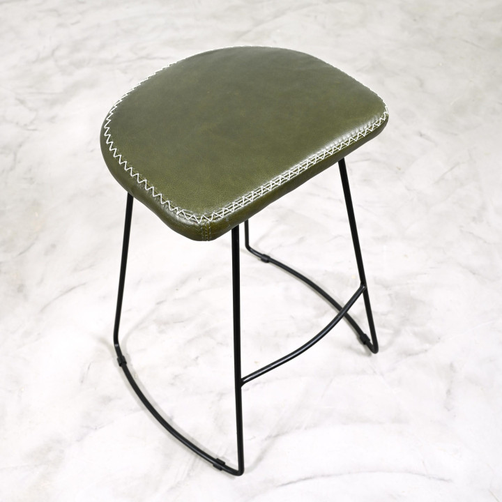 Sahara Tall Leather Bar Stool - Olive - 2