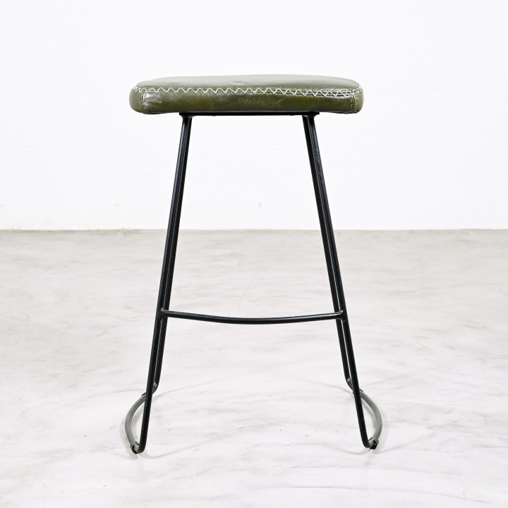 Sahara Tall Leather Bar Stool - Olive - 3