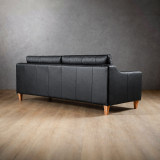 2.4m Douglas Leather Couch - Black - 3