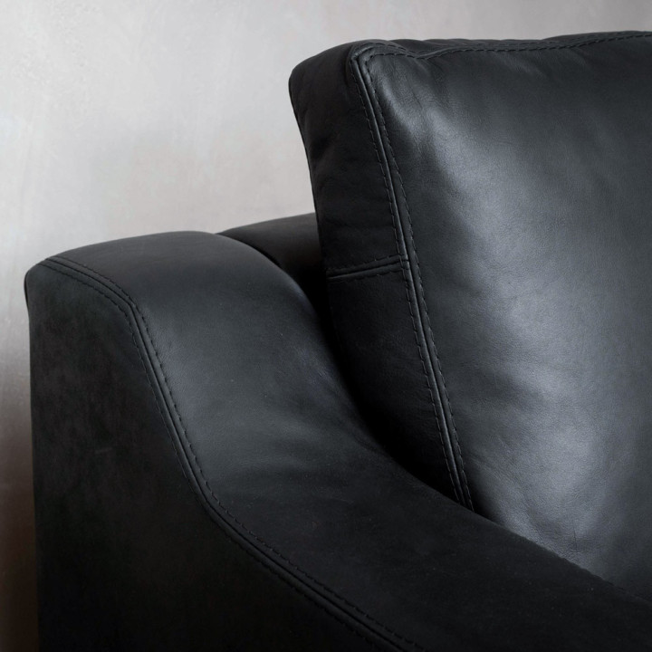 2.4m Douglas Leather Couch - Black - 4