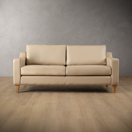 2.0m Douglas Leather Couch - Cream - 1