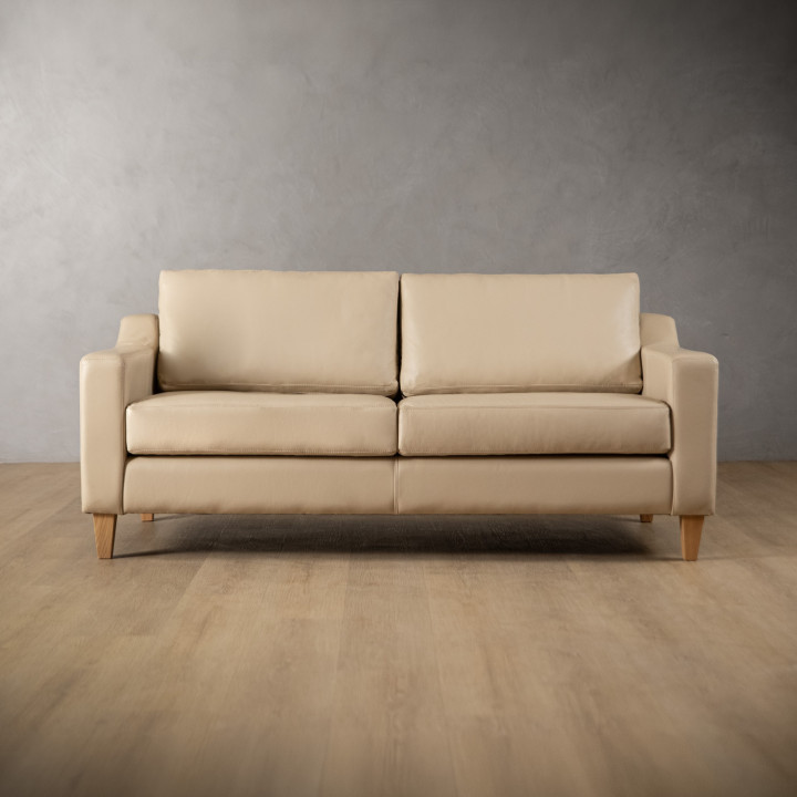 2.0m Douglas Leather Couch - Cream - 1