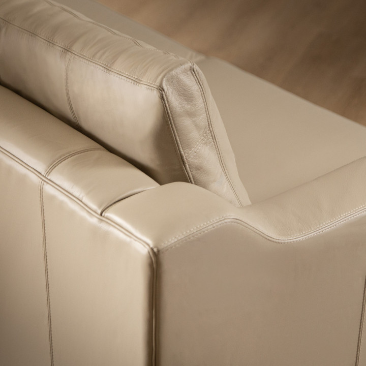 2.0m Douglas Leather Couch - Cream - 4