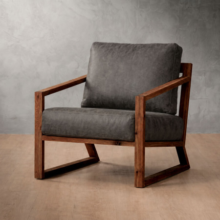 Clarens Leather Armchair - Blackwood - Charcoal