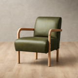 Demo - Palmiet Leather Chair - Oak - Olive - 1