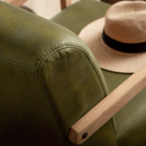 Demo - Palmiet Leather Chair - Oak - Olive - 6