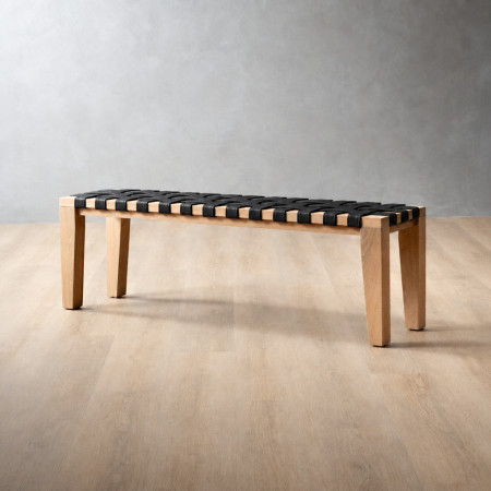 1.2m Riempie Bench - Oak - Black - 1