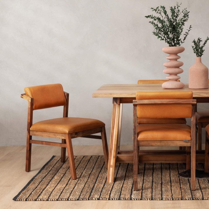 Jozi Leather Dining Chair - Blackwood - Ginger - 3