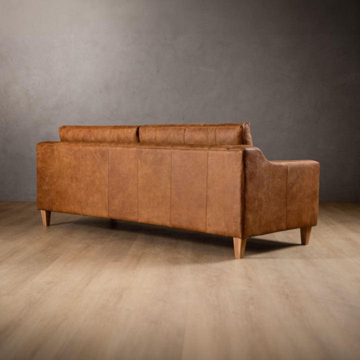 2.4m Douglas Leather Couch - Caramel - 3