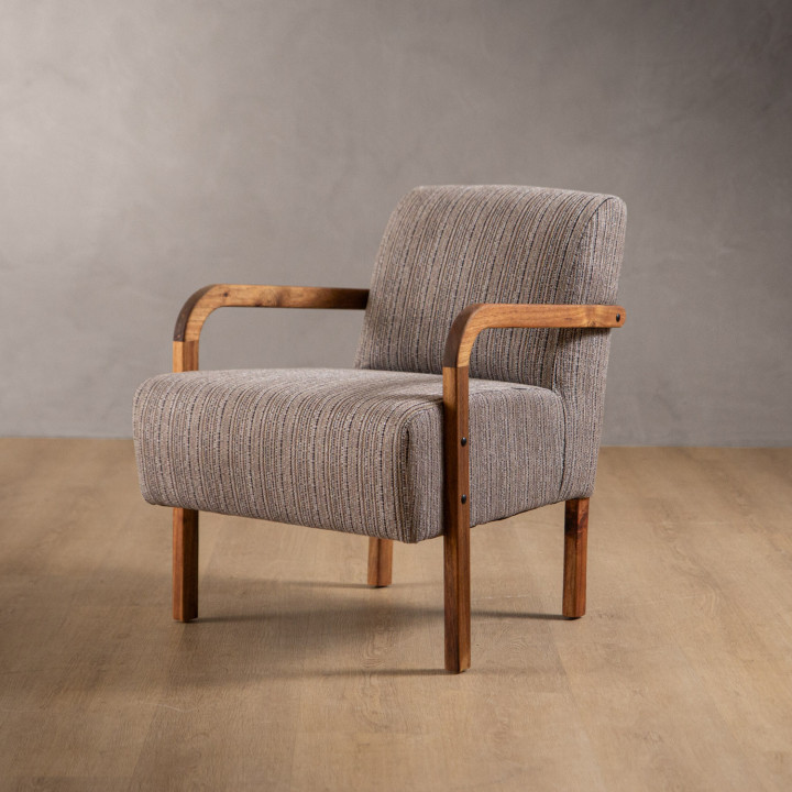 Palmiet Fabric Armchair - Blackwood - Dolphin Grey - 1