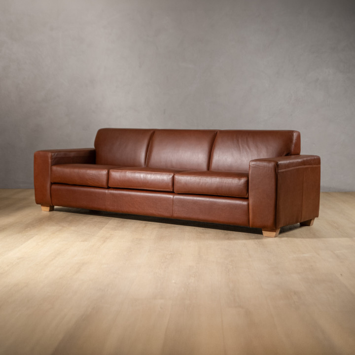 2.6m Karoo Leather Couch - Curry - 2