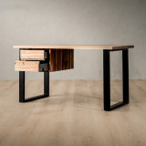 Demo - 1.4m Sahara Study Desk With Drawers Left - Blackwood - 2